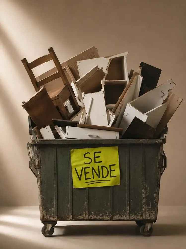 Muebles desechables tirados a la basura